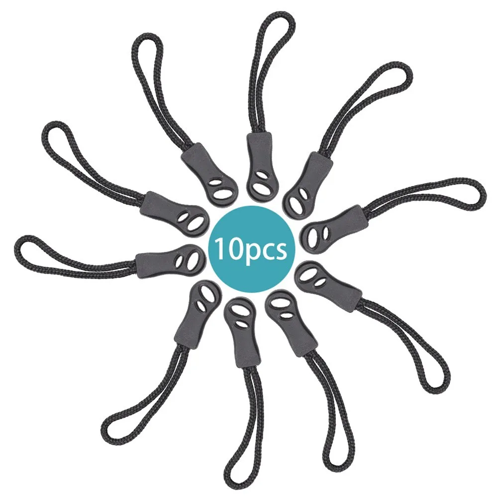 

10pcs Zipper Pull Puller End Fit Rope Outdoor Camping Backpack Zipper Extension Cord Practical Replacement End Lock Zipper Pulls