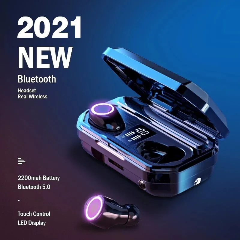 

Bluetooth Earphones Wireless Earbuds LED Display Touch Control Headset AirDots