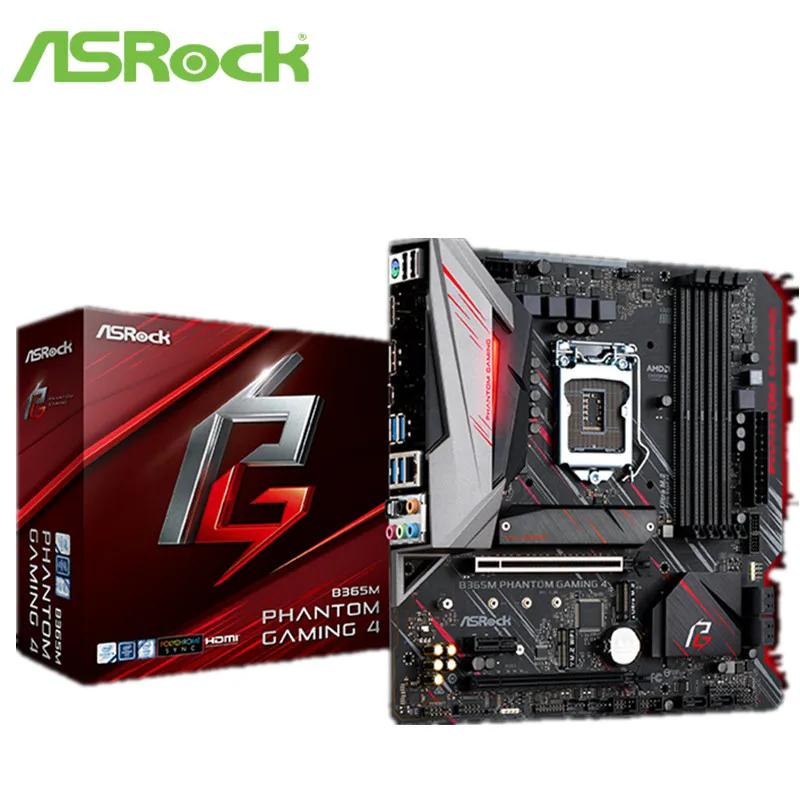 Новая материнская плата для компьютера ASRock B365M Phantom Gaming 4 с поддержкой ЦП 9-го