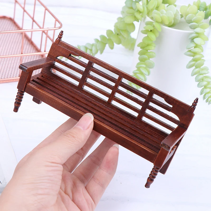 

1:12 Miniature Doll House Wooden Sofa with 5 Pillows For Dolls Children Simulation Furniture Toys