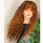 Имбирь блондинка вьющиеся 13x6 Синтетические волосы на кружеве парики из натуральных волос на кружевной детскими волосами шелковая основа полные кружевные парики с челкой 360 фронтальной азиатские парики