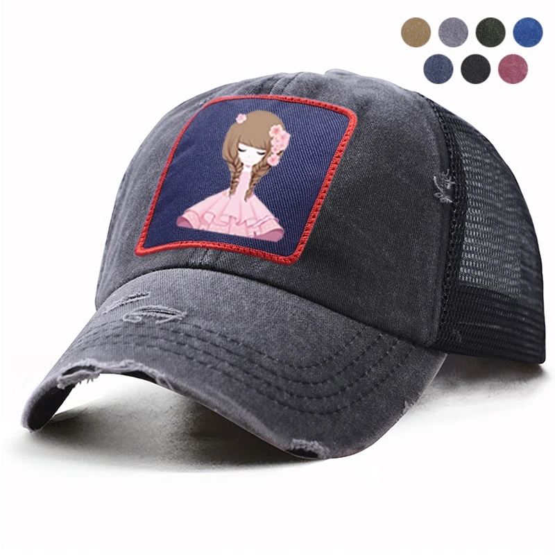 Korean Style Kawaii Cute Pink Girls Snapback Men's Baseball Cap Women Hip Hop Summer Mesh Hat Trucker Bone Gorra Dad | Аксессуары