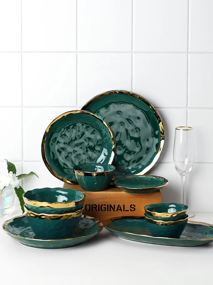 

Керамические тарелки, 1 шт., миска для риса, говядины, Модная креативная тарелка для завтрака, десерта, выпечки, набор столовой посуды для кух...