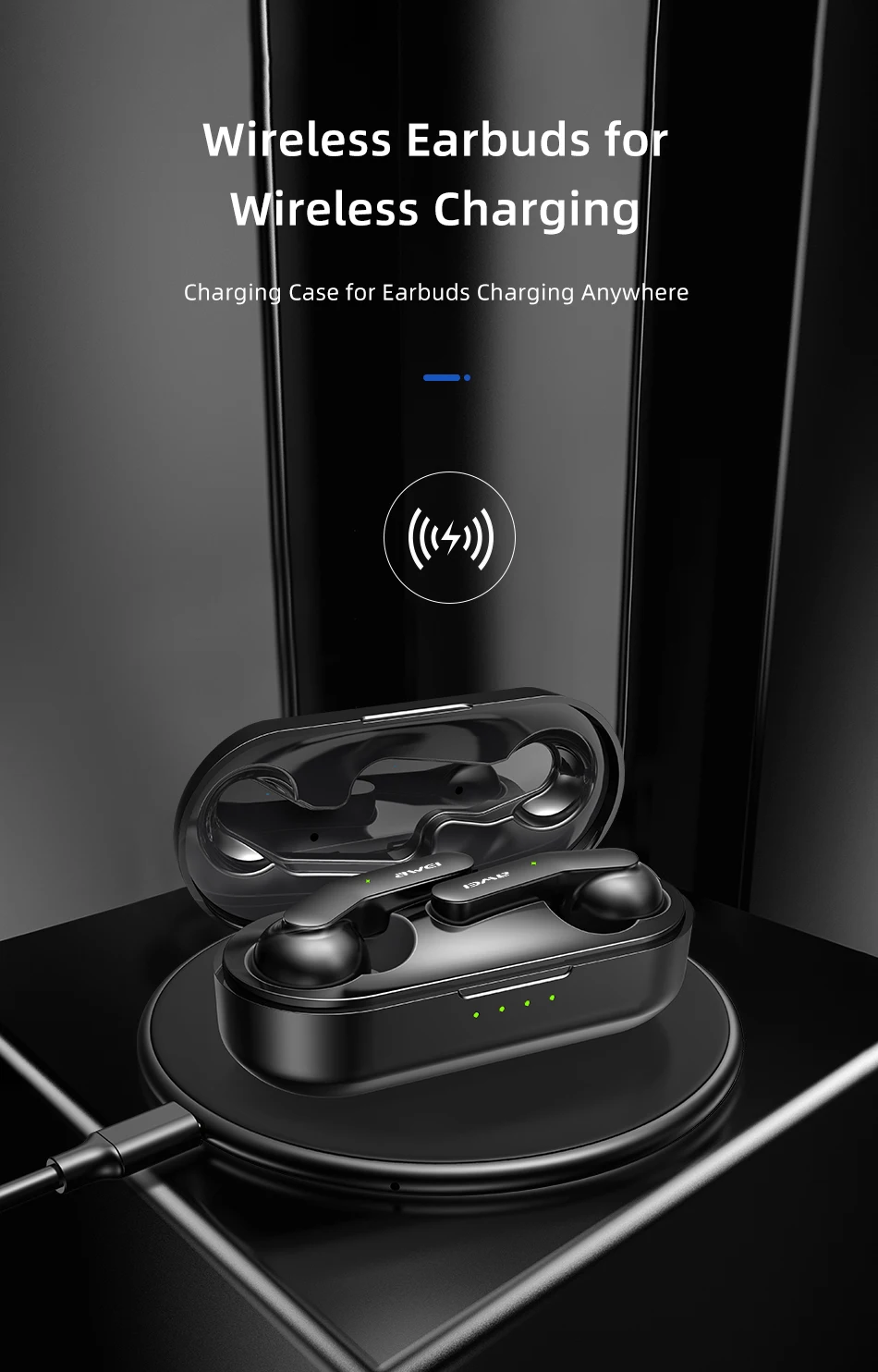AWEI TWS Bluetooth V5.0 настоящие беспроводные наушники для зарядки с двойным микрофоном шумоподавление HiFi 6D бас игровая гарнитура сенсорное управление Качественные Наушники с микрофоном звук чистый и басс