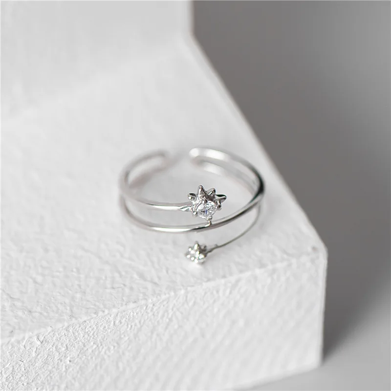 

SODROV Sterling Silver 925 Diamond Six Pointed Star Women Jewelry Silver Ring Resizable Rings for Women 925 Sterling Silver Ring
