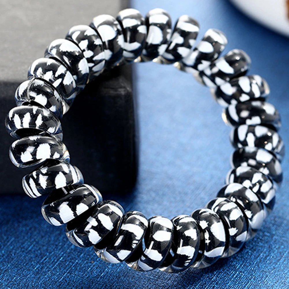 1PCS Leopard Hair Scrunchie Elastic Bands Circle Spiral Ties Women Girls Headwear Ponytail Holder Accessories |