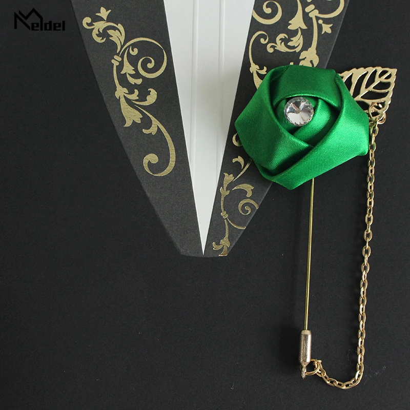 Green Meldel Искусственный цветок розы свадебная бутоньерка для жениха корсаж Бутоньерка брошь корсажи Свадебный планировщик свадебные аксессуары - Цвет: Green