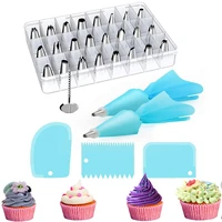 32 pcs cake decorating tool supplies kit with numbered icing tips pastry bags icing smoothers flower nail reusable coupler