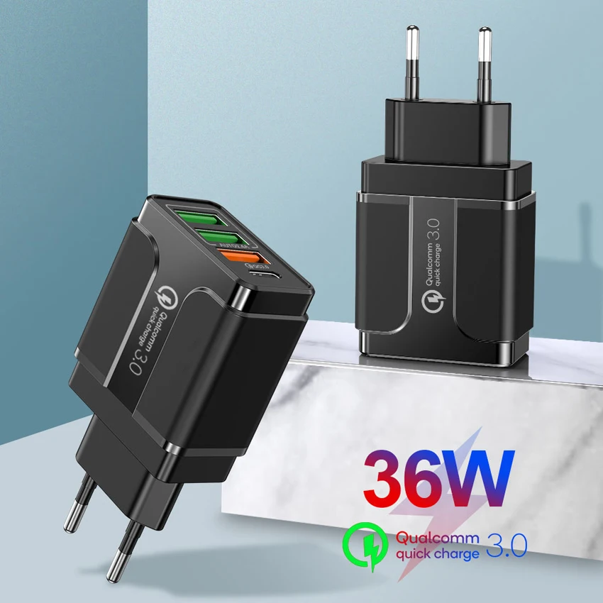 

Устройство для быстрой зарядки с 3 USB-портами, 36 Вт