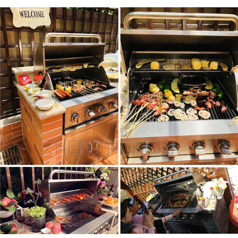 

Home Barbecue Furnace Outdoor Stainless Steel Villa Gas Charcoal Dual Purpose Barbecue Stove Liquefied Embedded Burn Grilled