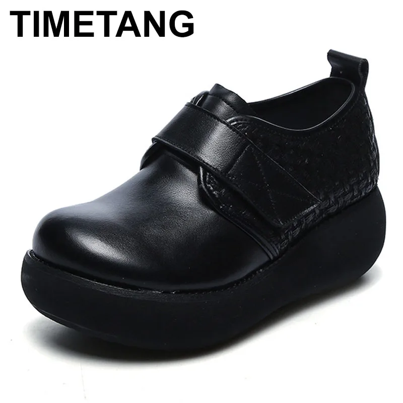 

TIMETANGMuffin Bottom Shoes xifairy g Flat Shoes Brown Black Round Toe Leisure and Comfortable Upper Walking Decal HandmadeWomen
