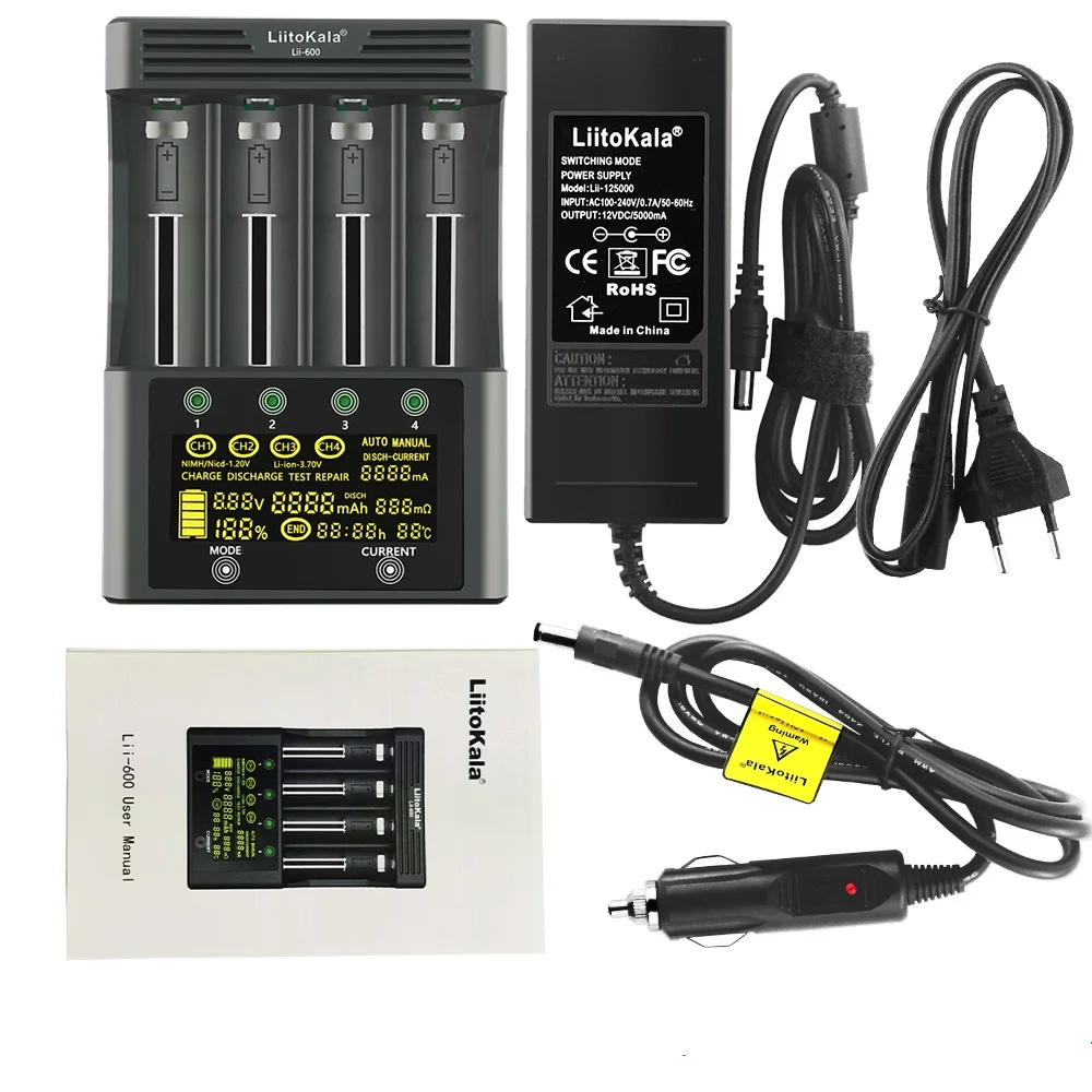 

LiitoKala lii-600 lii 600 LCD Universal Smart Battery Charger 1.5V 4.35V 3.7V 18650 17500 26650 AA AAA Lipo NiMH Battery