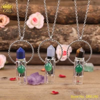 2ml fashion women white quartz labradorite stone perfume diffuser roller bottle dangle pendant chains necklace jewelry women