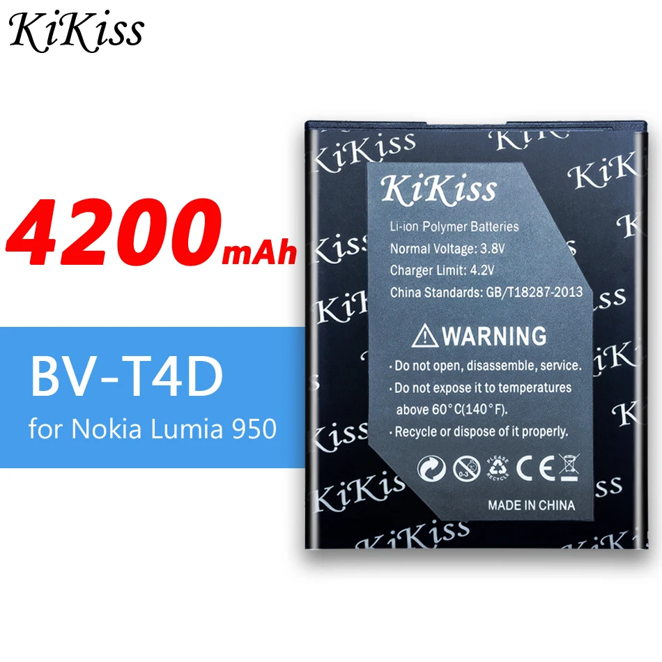 

Оригинальный KiKiss батарея BV-T4D для Nokia Microsoft Lumia 950 XL CityMan Lumia 940 XL RM-1118 BV T4D BVT4D 4200 мА/ч, чехол с подставкой и отделениями для карт для Nokia Lumia 950