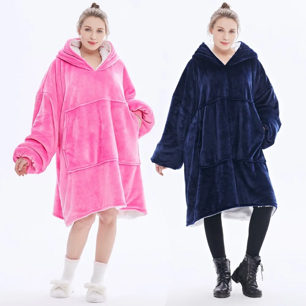

Soft thick TV Hooded Sweater Blanket Unisex Giant Pocket Adult and Children Fleece Weighted Blankets for Beds Travel home