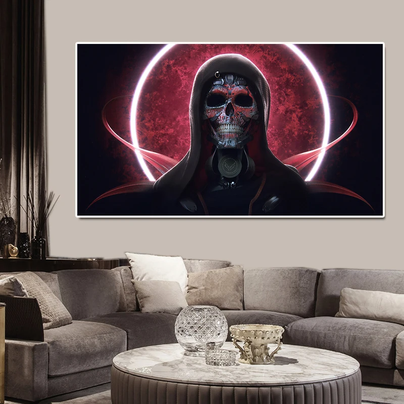 Картина на холсте современное искусство Скандинавская живопись скелет в черном