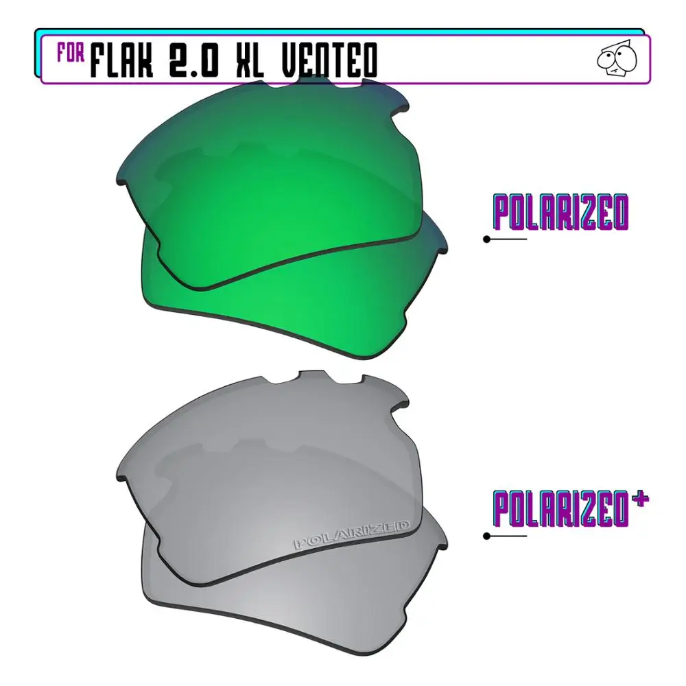 

Поляризованные Сменные линзы EZReplace для солнцезащитных очков Oakley Flak 2,0 XL с отверстиями-SilverP Plus-Green P
