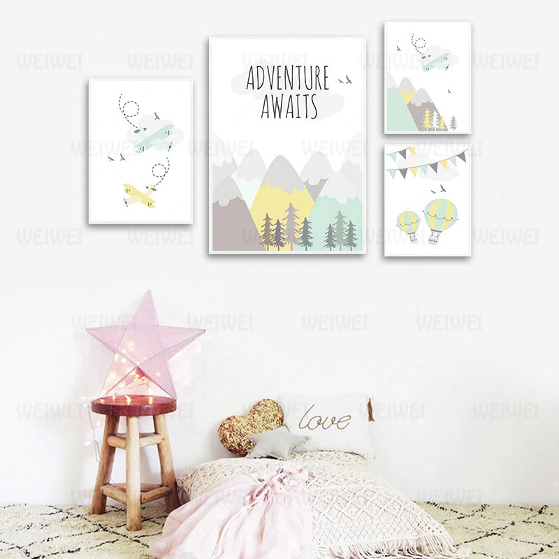 Приключения цитаты детский постер мультфильм горный принт настенная живопись