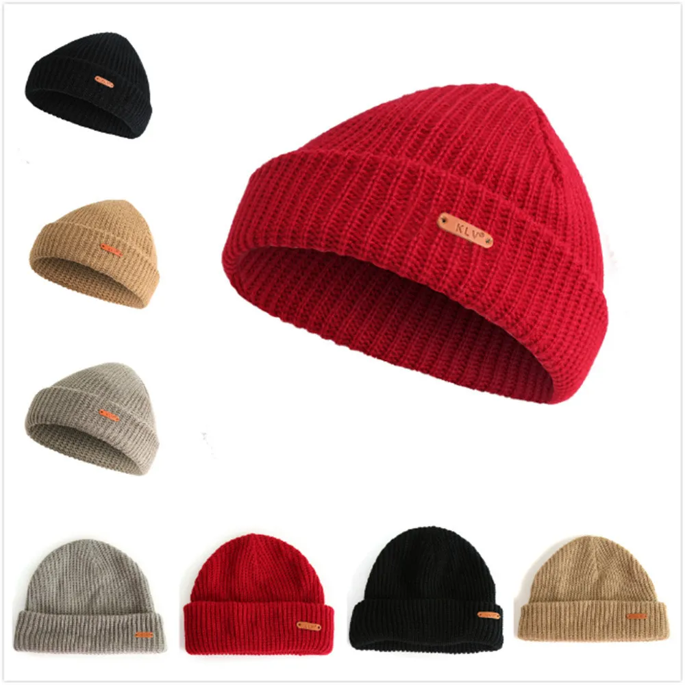 

Knitted Wool Hat Men Women Baggy Warm Crochet Winter Knit Ski Beanie Skull Slouchy Caps Solid Color Winter Keep Warm Caps