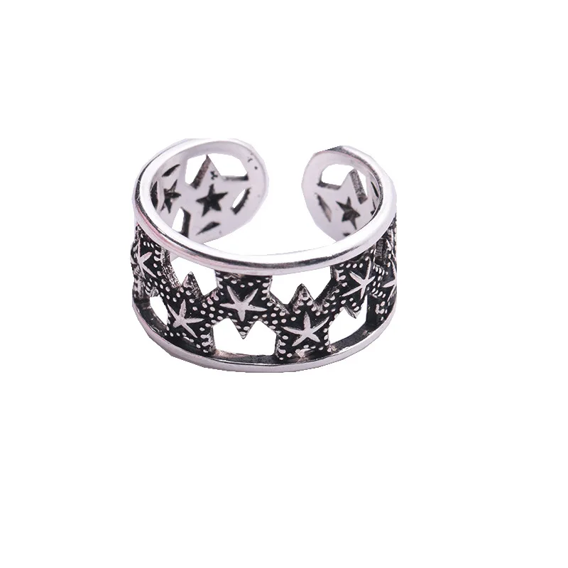 

Vintage 925 Sterling Silver Big Star Rings For Women Jewelry Beautiful Finger Open Rings For Party Birthday Gift