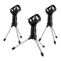 3 pieces desktop microphone tripod stand collapsible microphone clip adjustable with clip holder bracket for meetingetc
