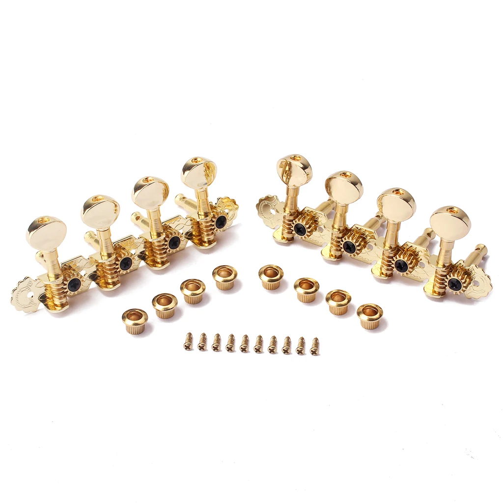 

Tooyful 2 Pieces Iron 4L 4R Tuner Tuning Pegs Machine Heads Gold Set for Mandolin/8 Strings Guitar Replacement Parts