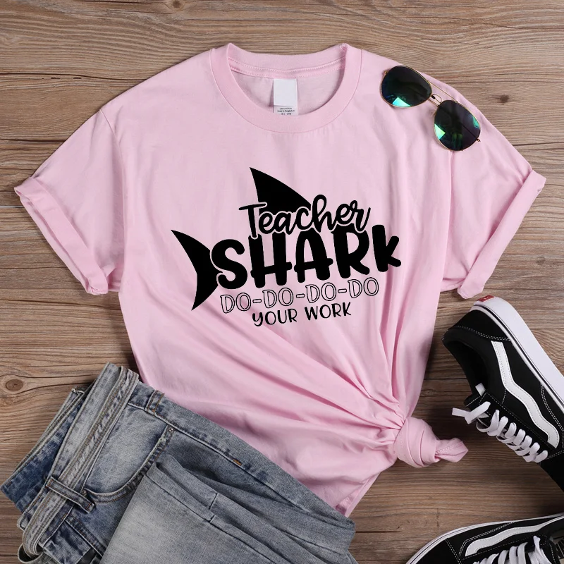 Женская футболка с принтом ONSEME графическим для учительниц акулы do your work женская