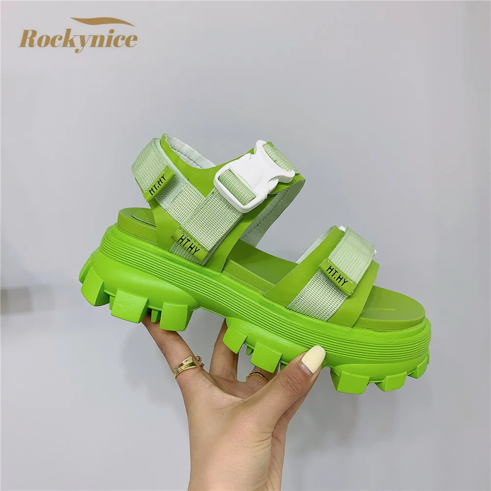 

New 2021 Casual Chunky Platform Sandals Women Summer Buckle Strap Thick Bottom Sandalias Woman Non Slip Sports Beach Shoes Mujer