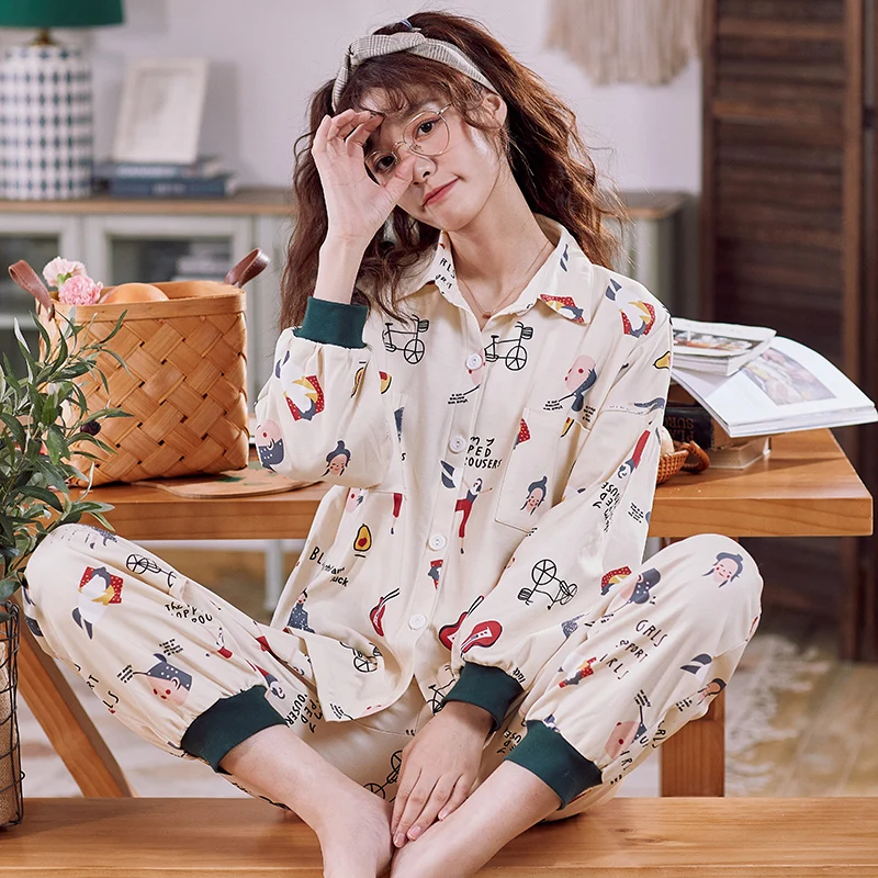Женский Пижамный костюм BZEL 100% хлопок домашняя одежда с героями мультфильмов