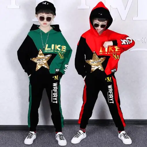 Kids Clothing Sets Casual Long Sleeve Sport Suit For Boys Clothes 2021 Autumn Teenage Outfits Children Hip Hop Costumes | Детская одежда