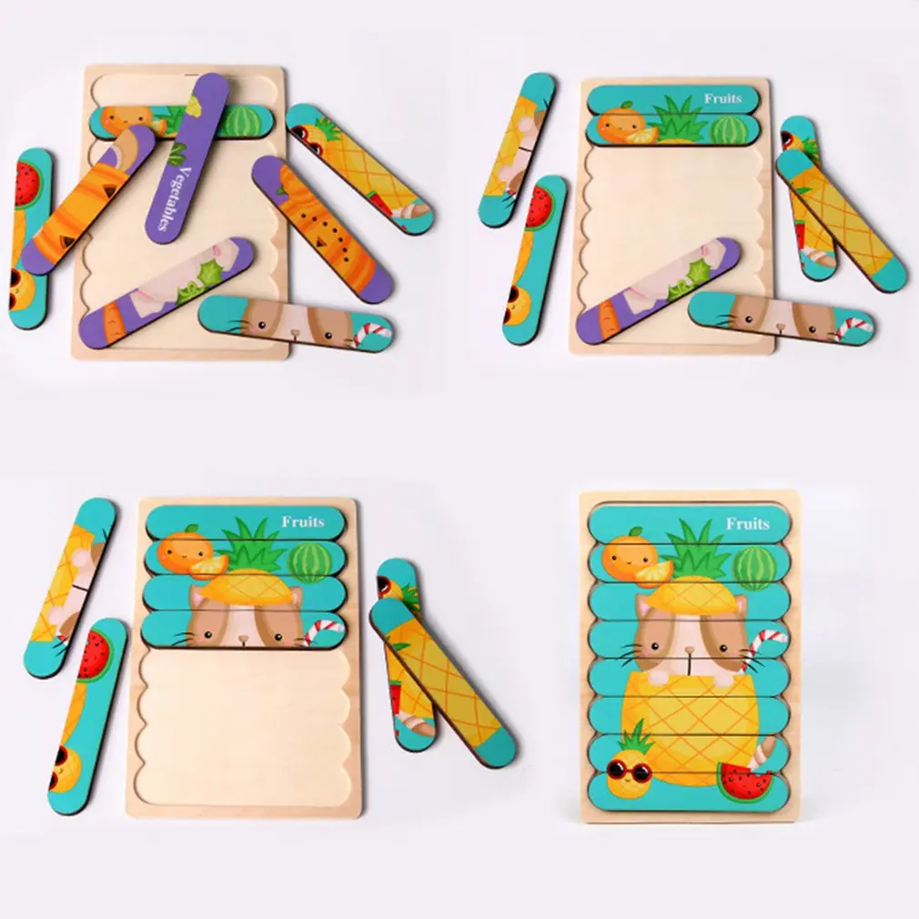 

Kids Animal 3D Wooden Puzzle Montessori Toy Strip Puzzle Telling Story Stacking Jigsaw Educational Learning Toys For Children