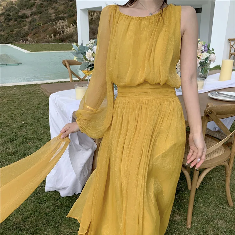 Женская одежда летнее женское платье на одно плечо для путешествий шифоновое