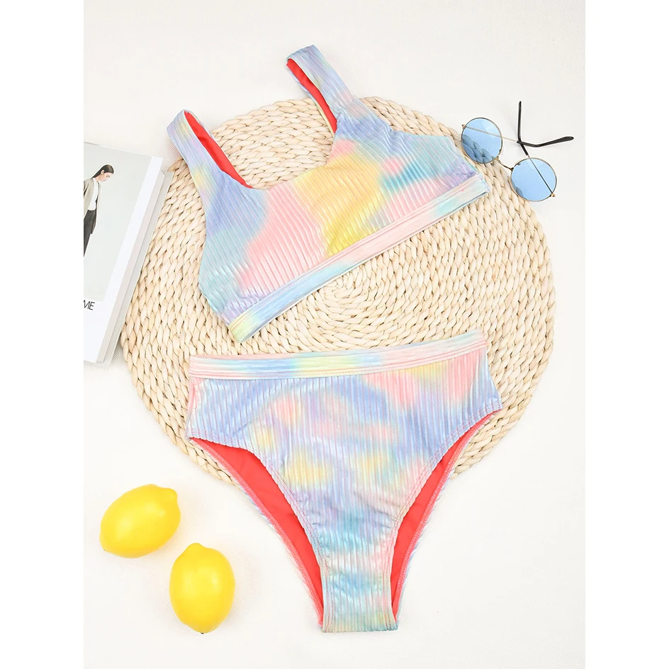 

Sexy Tie Dye High Waist Bikinis 2020 Women Swimsuit Swimwear Female Brazilian Beach Bather Bikini Set Bathing Suit Woman Biquini