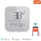 Датчик температуры и влажности Tuya ZigBee 3,0 для умного дома, светодиодный экран работает с Alexa Google Assistant Tuya Zigbee Hub Alice