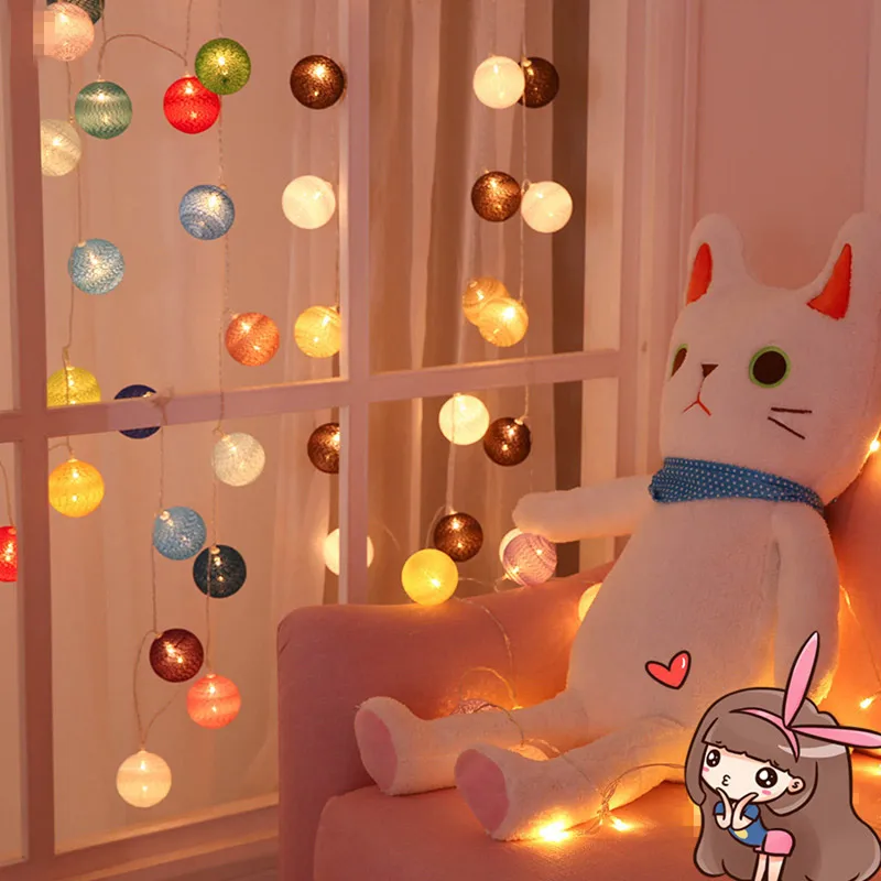 Multicolor Hanukkah светодиодный светильник-цепочка с хлопковыми шариками, гирлянда для фото, уличный светильник, декор для патио, для отдыха, гостиной, кухни, нового года - Испускаемый цвет: Multicolor