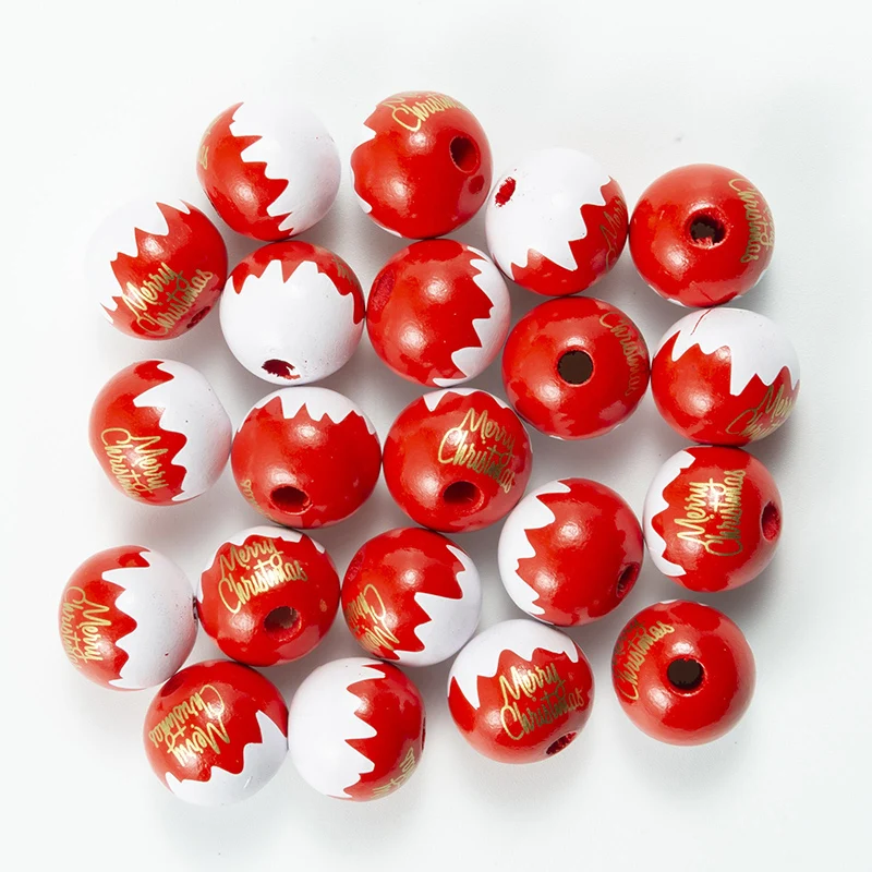 

20Pcs Merry Christmas Font printing Wooden Beads for hemp rope tassel DIY Custom Decoration Fashion Crafts Jewelry Bracelet