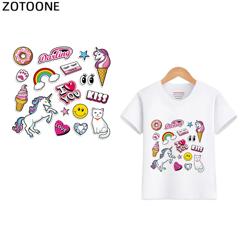 

ZOTOONE New Ice Cream Pink Unicorn Heat Transfer Heat Transfer Sticker A Grade Offset Heat Transfer Pattern Spot Wholesale G