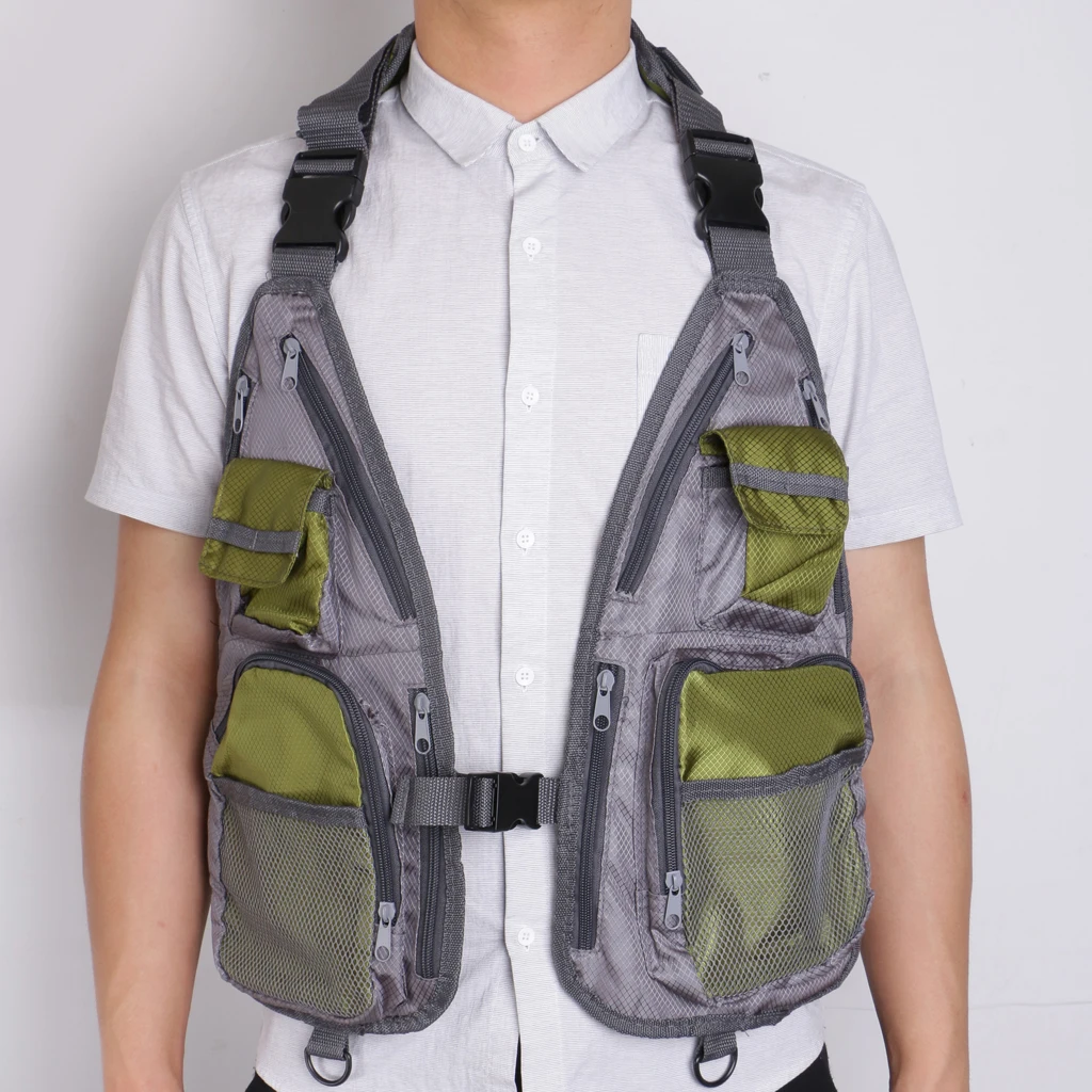 

Super Light Fly Fishing Mesh Vest Breathable Multi-pocket Tackle Storage Bag Outdoor Pesca Safety Jacket Fisherman Green