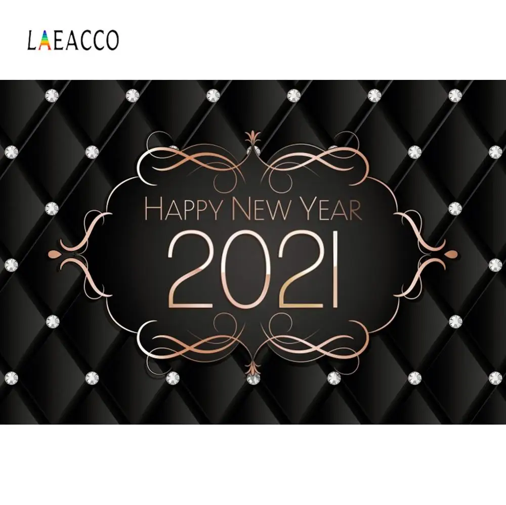 Laeacco черный изголовье текстура поверхности счастливый новый год 2021 алмаз плакат