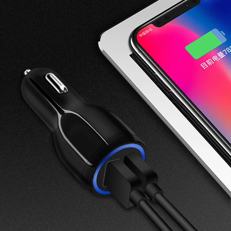 Быстрая зарядка 3,0 Автомобильное зарядное устройство для iPhone samsung XiaoMi Dual USB светодиодный светильник автомобильное зарядное устройство Быстрая зарядка мобильный телефон Универсальный