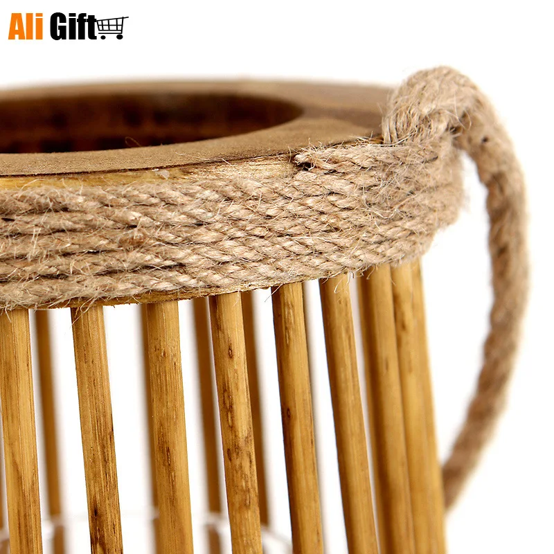 Простой современный ручной деревянный подсвечник ива тканый лепрозий веревка