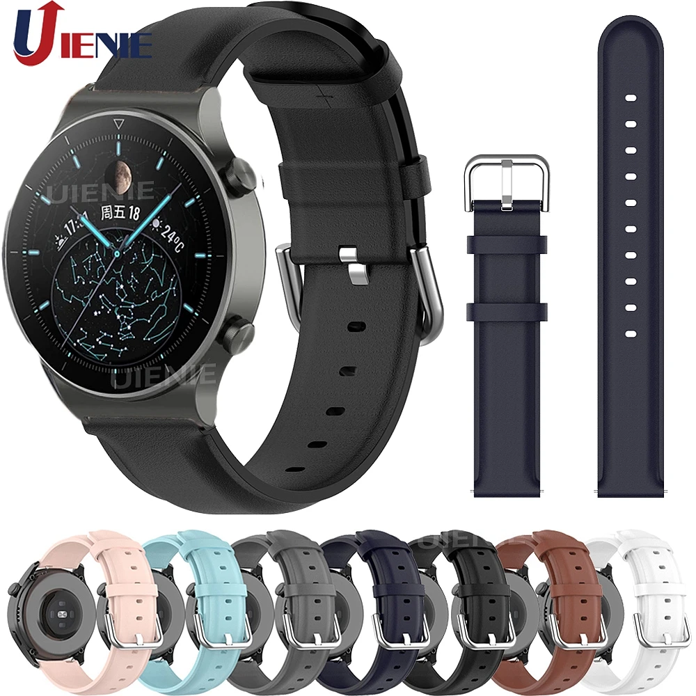 

Leather Strap for Huawei GT 2 gt2 Pro 46mm 2e Watchband Bracelet 22mm Sport Replacement Wristband for Honor Gs Pro/Magic 2 46mm