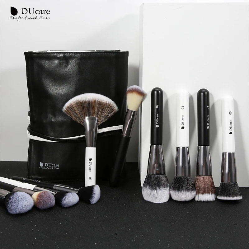 DUcare 31 шт. кисти для макияжа с мешком черная/белая натуральная кисточка из козьей