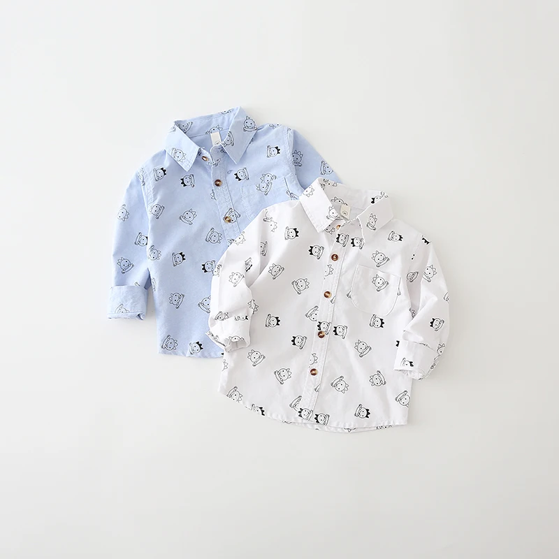 Новинка осени 2020 рубашка для мальчиков блузка детская одежда белая синяя рубашки