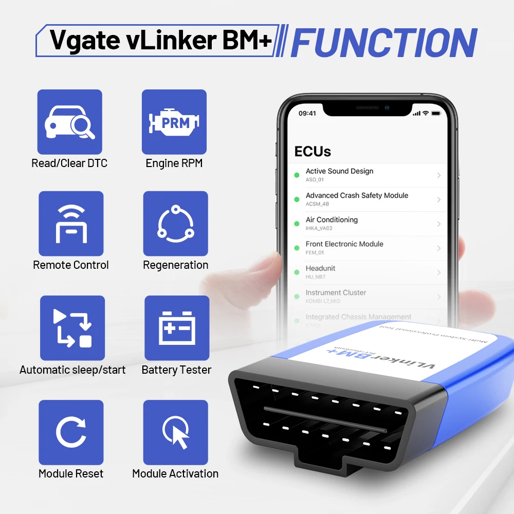 Автомобильный диагностический сканер Vgate vLinker BM + ELM327 V2.2 Bluetooth 4 0 wifi для BMW OBD 2 OBD2 ELM
