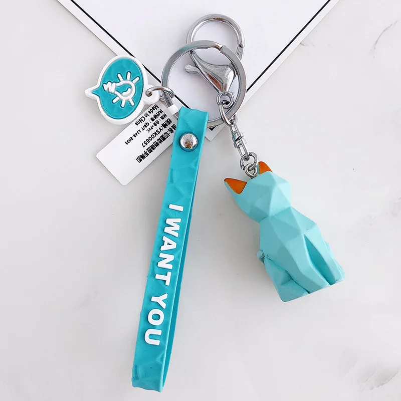 

LNRRABC New arrival Fashion 3D Anime Key Chain Bag Letters Panda Cute Dinosaur Cat Resin Animal Key Ring Car Student Unisex Gift