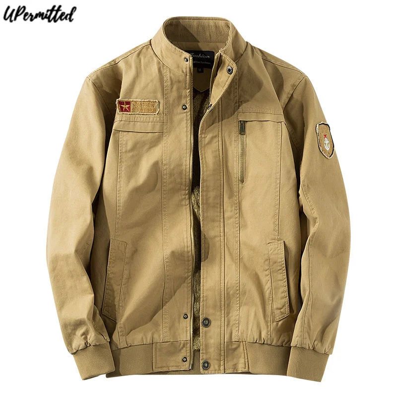 

2021 Autumn Winter New Men's Military Plush Safari Jackets Pure Cotton Thickened Plus Size Coats Casual Trip Outdoor Mens Tops