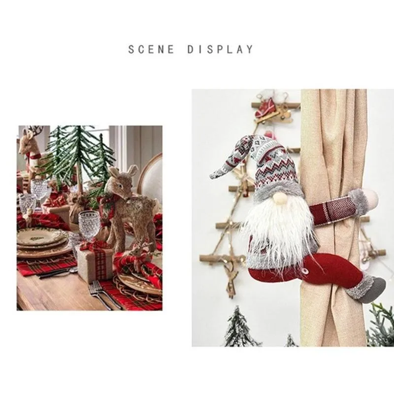 Рождество Санта Клаус занавес кнопка Декор для окон с Рождеством украшения дома