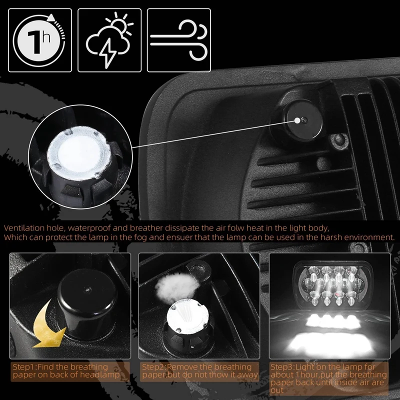 

(Pair) 210W 5X7 Inch 7X6 Inch Projector High Low Beam Led Headlights with Angel Eyes DRL for Chevrolet Jeep Cherokee XJ H6054 H5