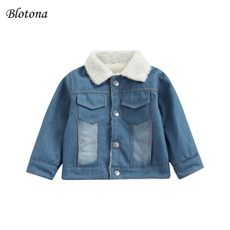 

Blotona Toddler Kids Boys Girls Denim Jean Fall Winter Jacket Long Sleeves Button Coat Outwear Tops Outwear 6Months-5Years